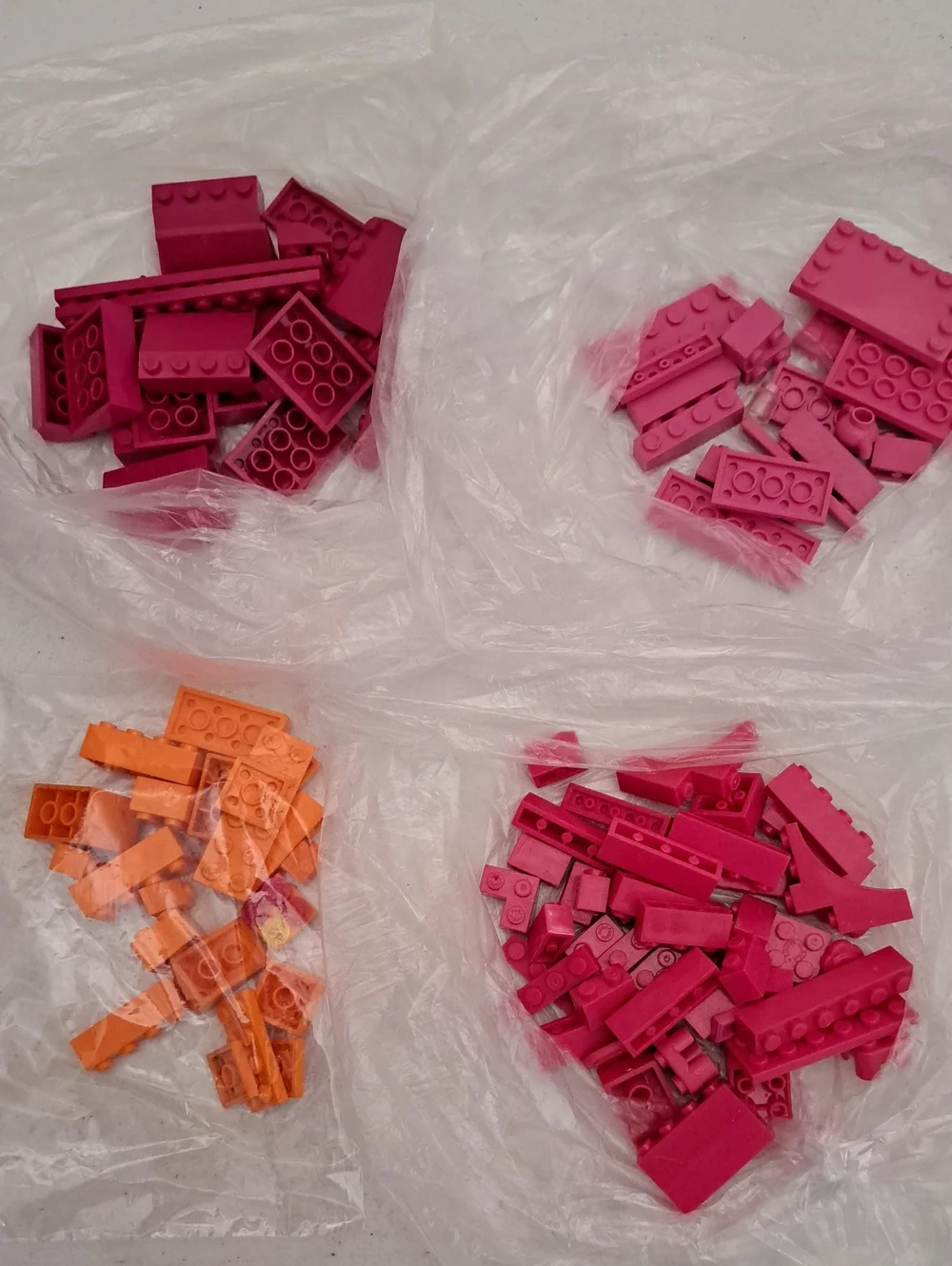 Assorted Pink and Orange Building Bricks Lot LEGO
